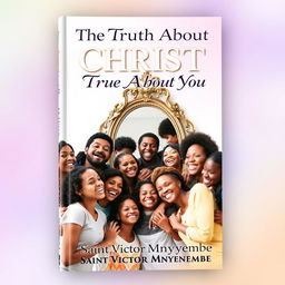 A vibrant book cover showcasing a diverse group of people joyfully gathered around a large, decorative mirror