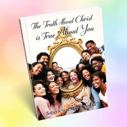 A vibrant book cover showcasing a diverse group of people joyfully gathered around a large, decorative mirror