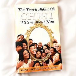 A visually engaging book cover featuring a diverse group of people joyfully gathered around a large, ornate mirror