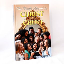 A visually engaging book cover featuring a diverse group of people joyfully gathered around a large, ornate mirror