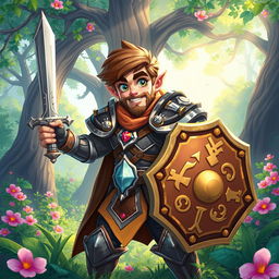 A captivating adventurer character portrayed in a colorful game art style, featuring a blend of medieval and fantasy aesthetics