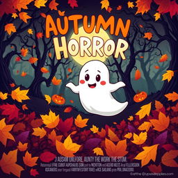 An alternative movie poster for the film 'Autumn Horror' featuring cartoon-style artwork