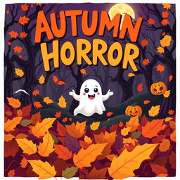 An alternative movie poster for the film 'Autumn Horror' featuring cartoon-style artwork