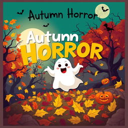 An alternative movie poster for the film 'Autumn Horror' featuring cartoon-style artwork