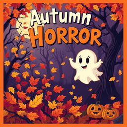 An alternative movie poster for the film 'Autumn Horror' featuring cartoon-style artwork