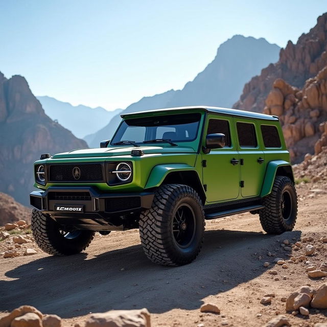 An impressive Lamborghini LM001, showcasing its distinct rugged design and muscular stance