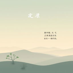 A serene and tranquil anime-style minimalist landscape as the background for a book cover