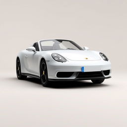 A compact, minimalist Porsche-style car without any license plates, showcasing a simple and uncluttered design