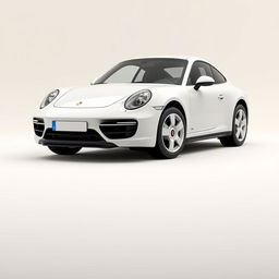 A compact, minimalist Porsche-style car without any license plates, showcasing a simple and uncluttered design