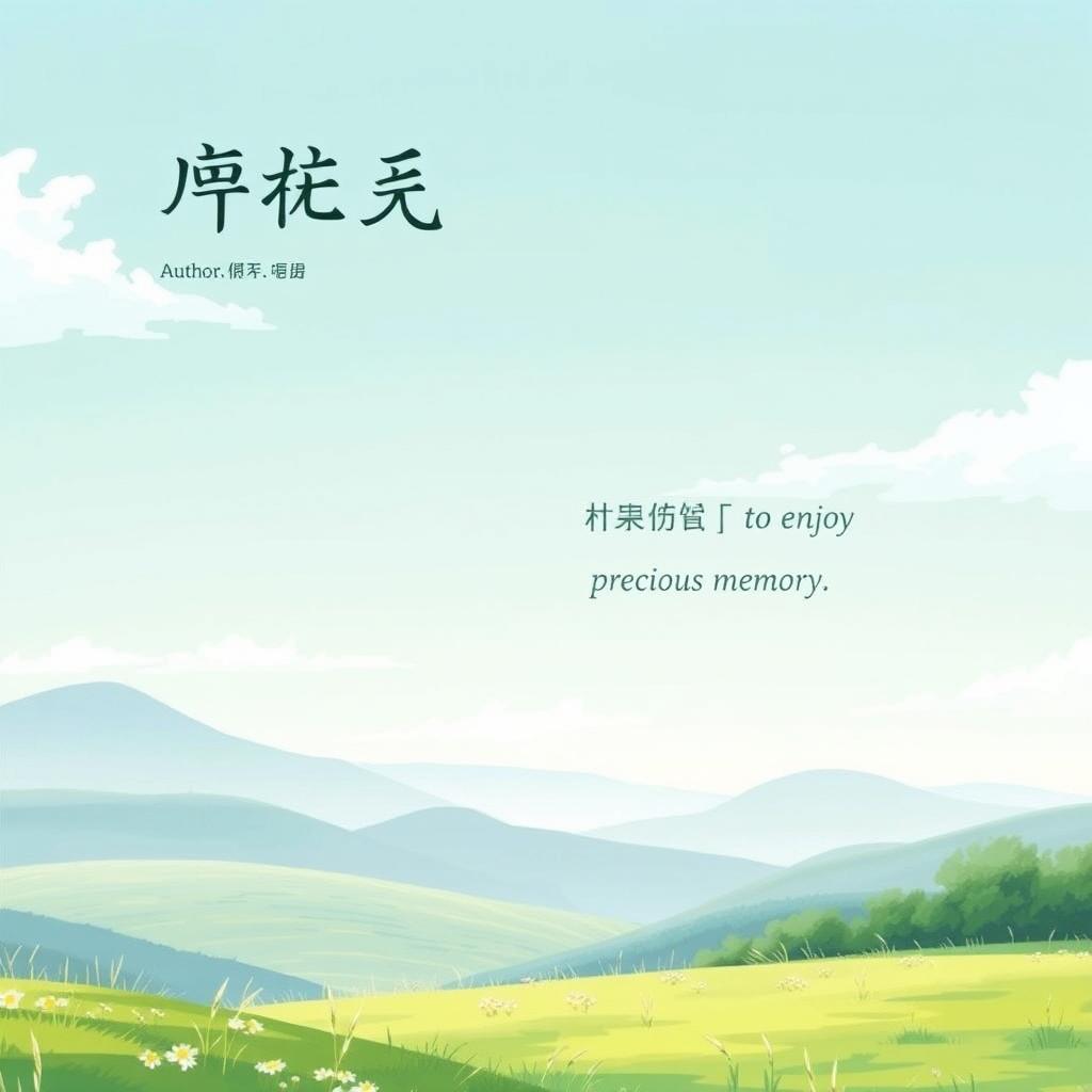 A serene and tranquil anime-style landscape serves as the background for a book cover