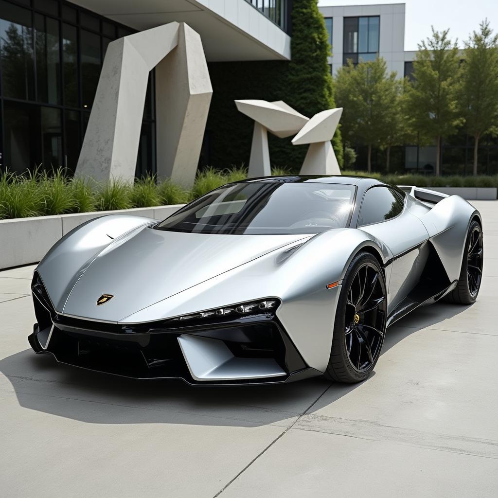 A striking Lamborghini Bertone Genesis, showcasing its futuristic and avant-garde design with a sleek, aerodynamic body