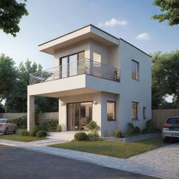 A 100 square meter house with a store and five rooms in a comfortable and inviting design.