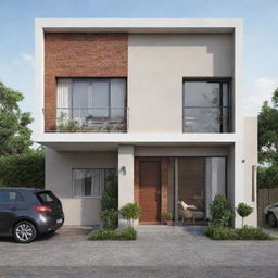 A 100 square meter house with a store and five rooms in a comfortable and inviting design.