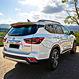 A stunning new white Xpander GLS parked in a scenic outdoor setting