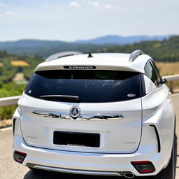 A stunning new white Xpander GLS parked in a scenic outdoor setting