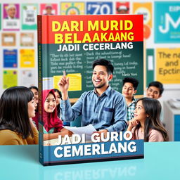 An inspiring book cover design for 'Dari Murid Belakang Jadi Guru Cemerlang'