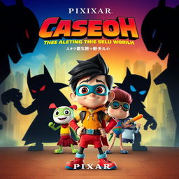 A Pixar movie poster titled "Caseoh: The Hero to Save the World from the Evil Bullies of the World"