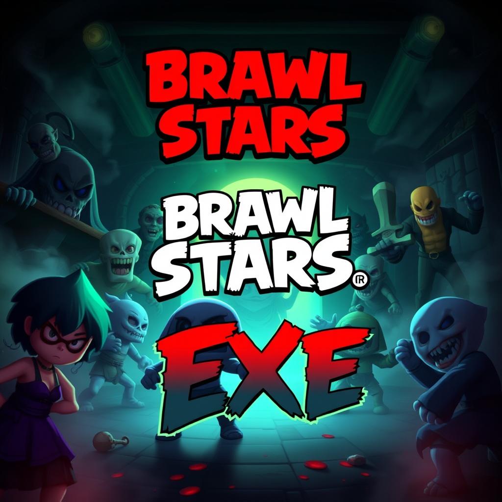 A horror-themed Brawl Stars poster titled "Brawl Stars: Exe" featuring a dark and eerie twist on the beloved characters