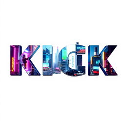 An eye-catching poster featuring the word 'KICK' in large, bold Avenger-style font