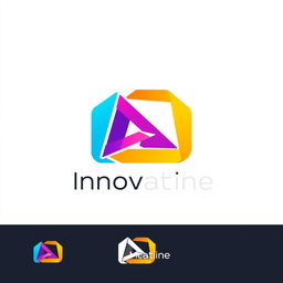 A sleek and modern logo design featuring an abstract geometric shape in vibrant colors, with the brand name elegantly incorporated