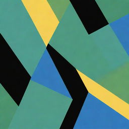 Create a minimalist background with distinct sections of green, blue, yellow, and black.