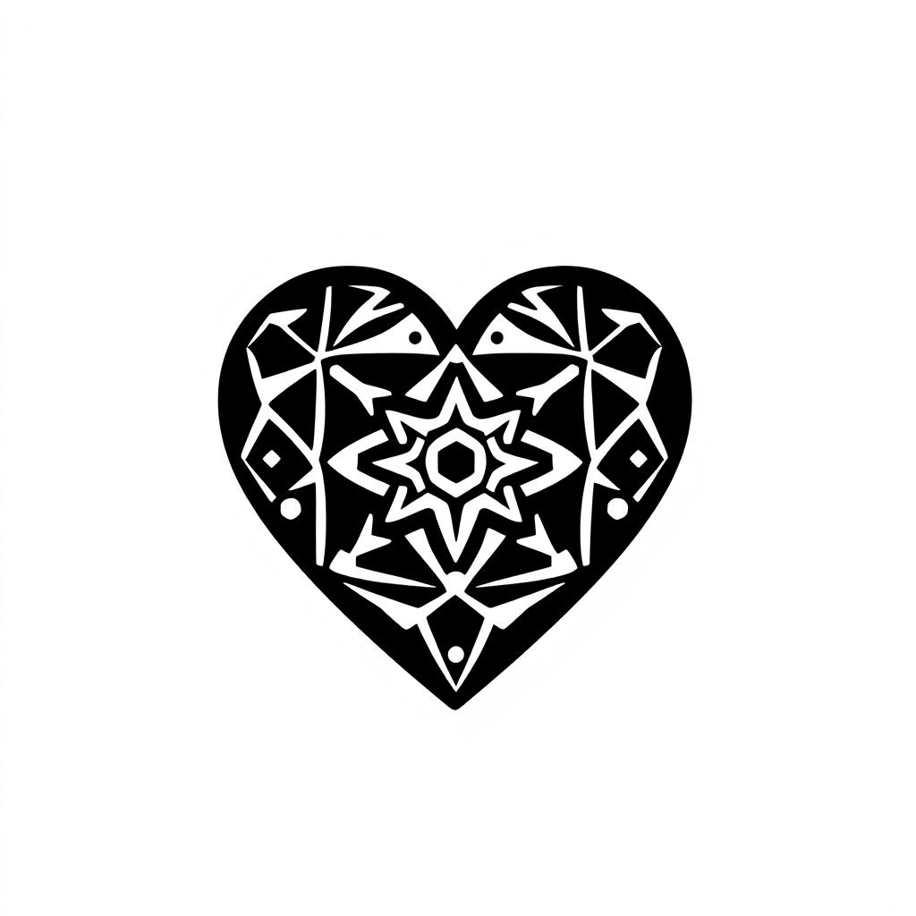 A stylized heart graphic symbolizing Pixel TON crypto in a minimalist black and white design