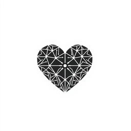 A stylized heart graphic symbolizing Pixel TON crypto in a minimalist black and white design