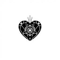 A stylized heart graphic symbolizing Pixel TON crypto in a minimalist black and white design