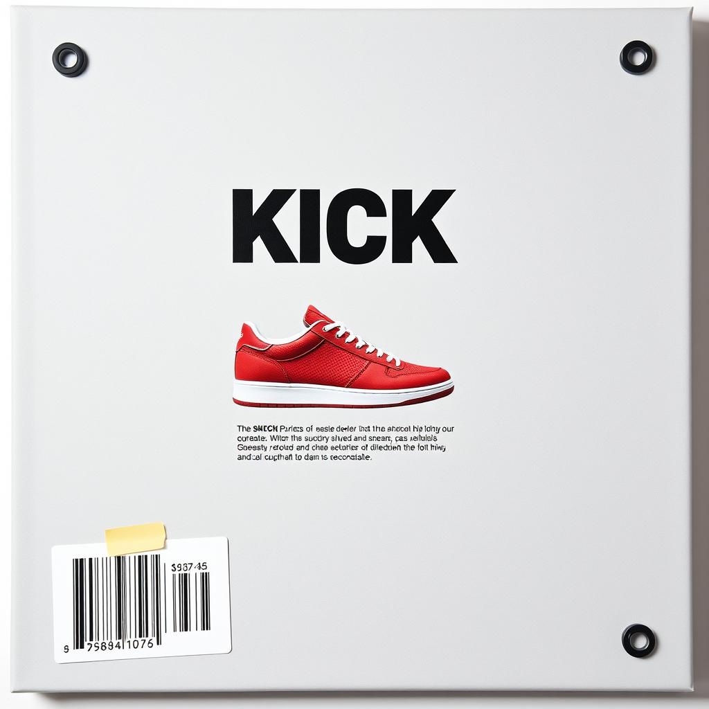 A rectangular blank grey canvas featuring a single red sneaker printed prominently in the center