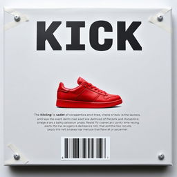 A rectangular blank grey canvas featuring a single red sneaker printed prominently in the center