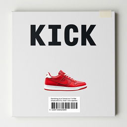 A rectangular blank grey canvas featuring a single red sneaker printed prominently in the center