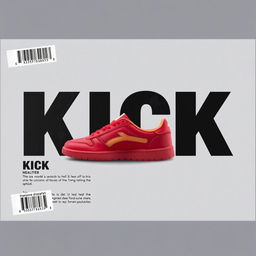 A rectangular blank grey canvas displaying a single red sneaker prominently printed in the center