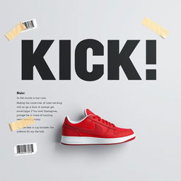 A rectangular blank grey canvas displaying a single red sneaker prominently printed in the center