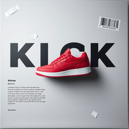 A rectangular blank grey canvas displaying a single red sneaker prominently printed in the center