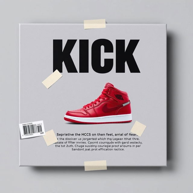 A rectangular blank grey canvas showcasing a picture of a single red sneaker printed prominently in the center