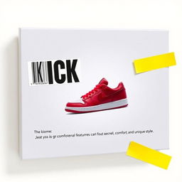 A rectangular blank grey canvas featuring a striking image of a single red sneaker printed in the center