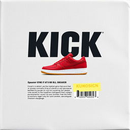 A blank grey canvas featuring a single red sneaker prominently printed in the center