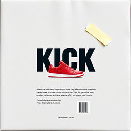 A blank grey canvas featuring a single red sneaker prominently printed in the center