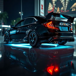 A realistic depiction of a black Honda Civic EJ1, showcasing its sleek and sporty design