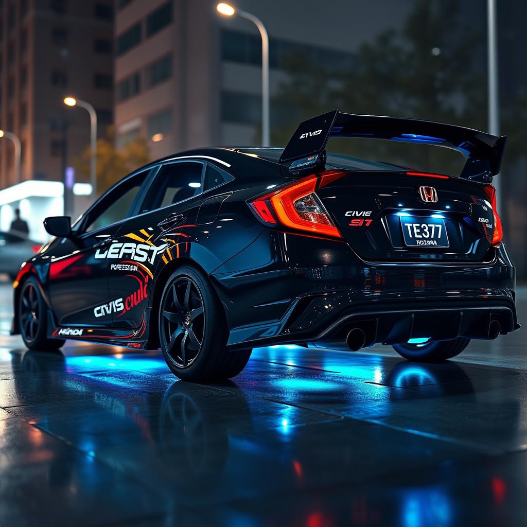 A realistic depiction of a black Honda Civic EJ1, showcasing its sleek and sporty design