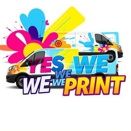 A vibrant and eye-catching vinyl design for a commercial van that specializes in digital printing