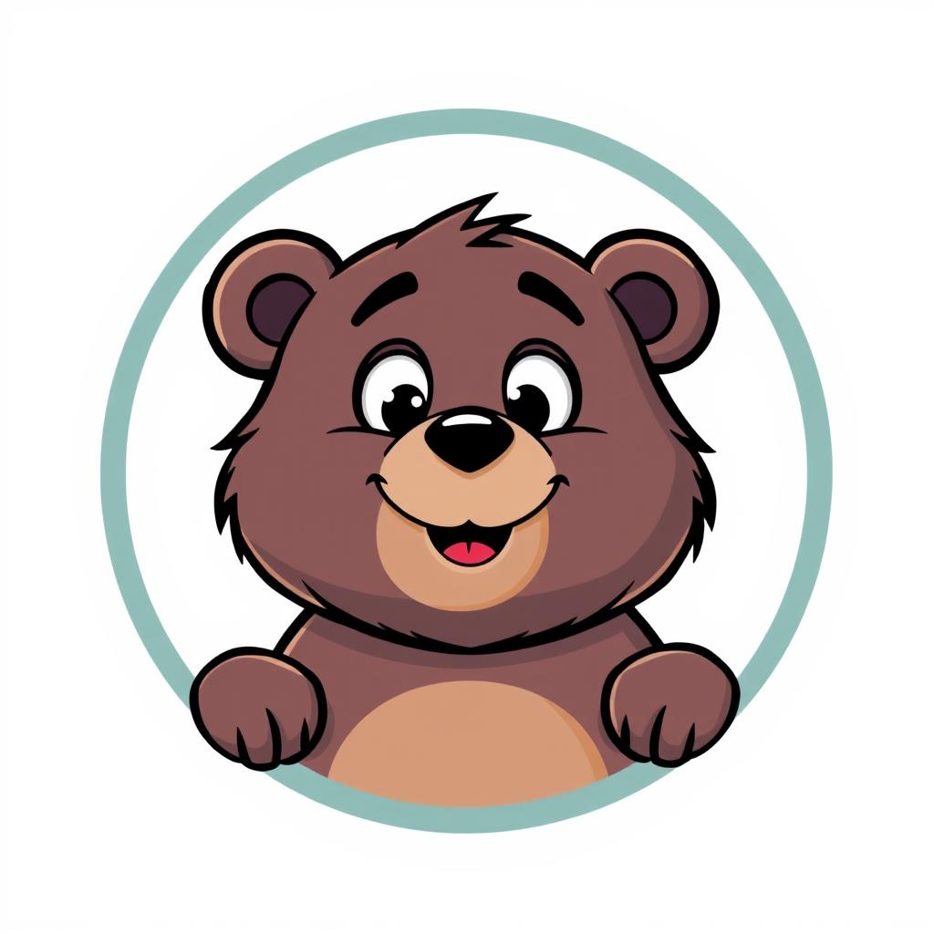 A cartoon-style logo featuring a bear with a questioning expression inside a circular frame, emphasizing a friendly and inquisitive design