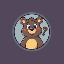 A cartoon-style logo featuring a bear with a questioning expression inside a circular frame, emphasizing a friendly and inquisitive design