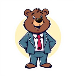 A cartoon-style logo of an adult bear wearing a formal suit