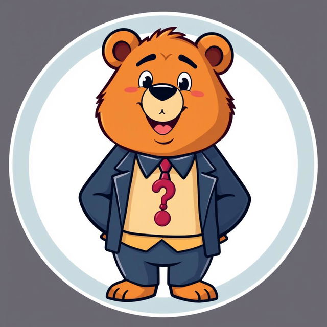 A cartoon-style logo of an adult bear wearing a formal suit