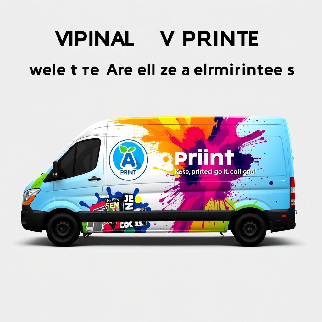 A vibrant and eye-catching vinyl design for a company van specializing in digital print wide format