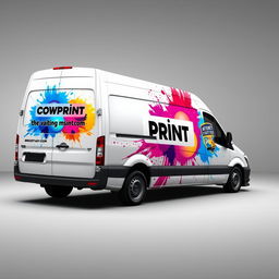 A vibrant and eye-catching vinyl design for a company van specializing in digital print wide format