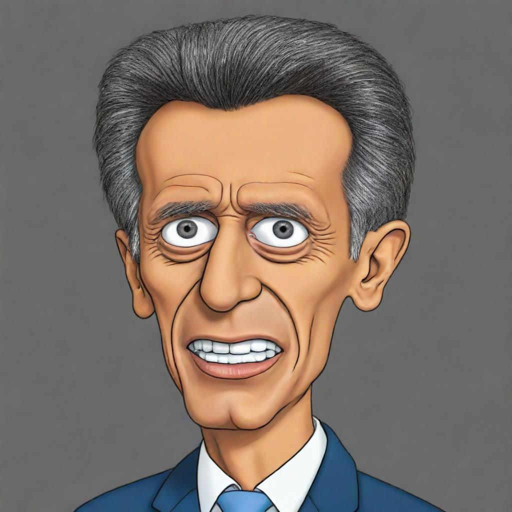 A hand-drawn caricature of Mauricio Macri in the style of 'The Simpsons' characters.