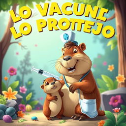 A vibrant Disney Pixar-style poster featuring a cheerful, anthropomorphic capybara dressed as a nurse