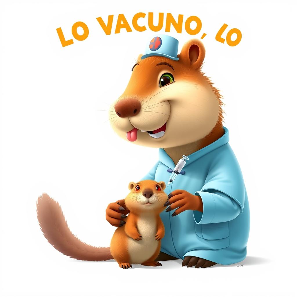 A vibrant Disney Pixar-style poster featuring a cheerful, anthropomorphic capybara dressed as a nurse